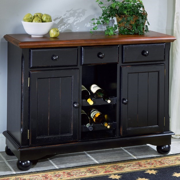 AAmerica British Isles BRIOB9010 Dining Storage Server Buffet with Wine Glass and Bottle Storage Howell Furniture Dining Sideboards